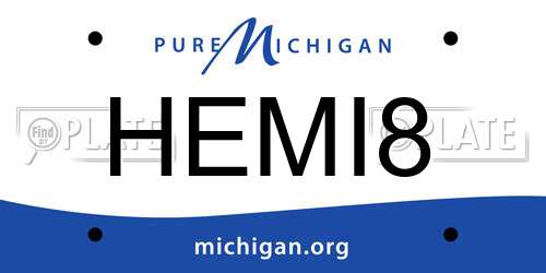 HEMI8 Michigan License Plate