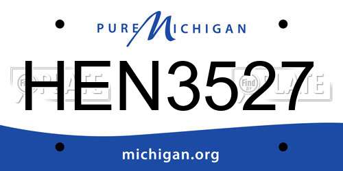 HEN3527 Michigan License Plate