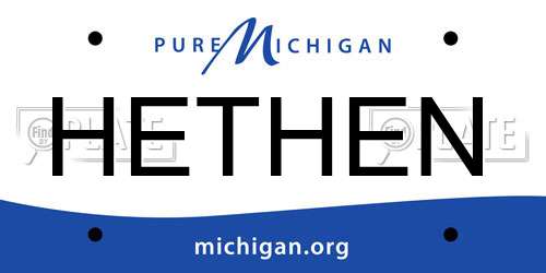 HETHEN Michigan License Plate
