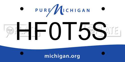 HF0T5S Michigan License Plate
