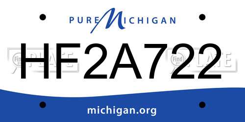 HF2A722 Michigan License Plate