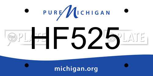 HF525 Michigan License Plate