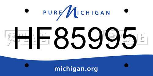 HF85995 Michigan License Plate