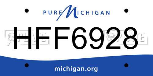 HFF6928 Michigan License Plate