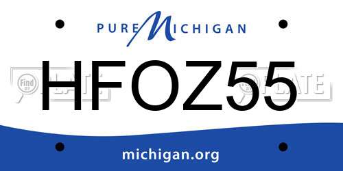 HFOZ55 Michigan License Plate