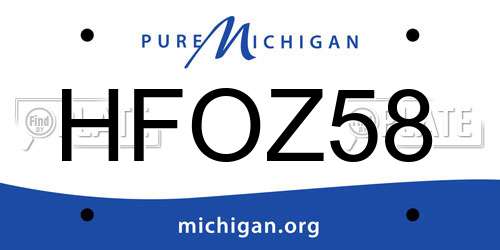 HFOZ58 Michigan License Plate