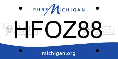HFOZ88 Michigan License Plate