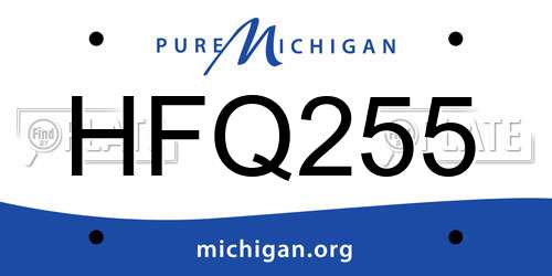 HFQ255 Michigan License Plate