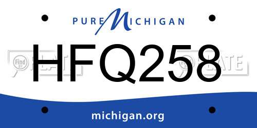 HFQ258 Michigan License Plate