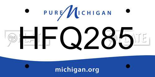 HFQ285 Michigan License Plate