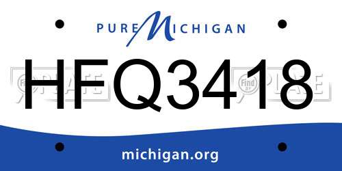 HFQ3418 Michigan License Plate