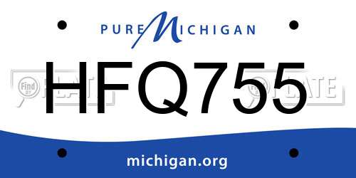 HFQ755 Michigan License Plate