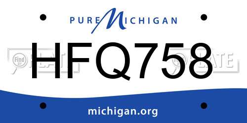 HFQ758 Michigan License Plate