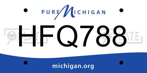 HFQ788 Michigan License Plate