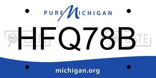 HFQ78B Michigan License Plate