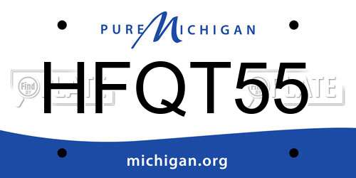 HFQT55 Michigan License Plate