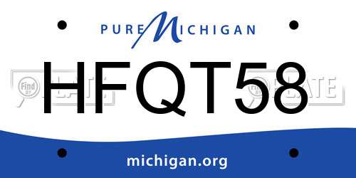 HFQT58 Michigan License Plate