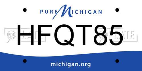HFQT85 Michigan License Plate