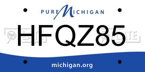 HFQZ85 Michigan License Plate