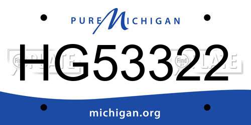 HG53322 Michigan License Plate