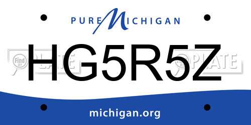 HG5R5Z Michigan License Plate