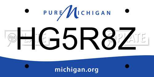 HG5R8Z Michigan License Plate