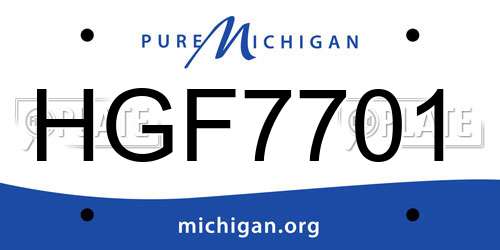 HGF7701 Michigan License Plate
