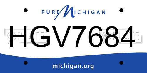 HGV7684 Michigan License Plate