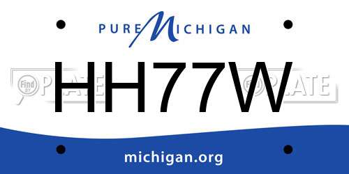 HH77W Michigan License Plate