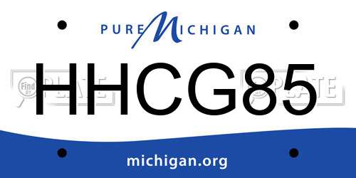 HHCG85 Michigan License Plate