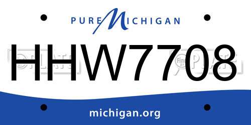 HHW7708 Michigan License Plate
