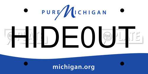 HIDE0UT Michigan License Plate