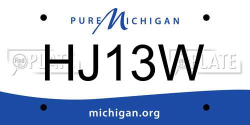 HJ13W Michigan License Plate