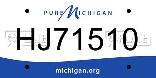 HJ71510 Michigan License Plate