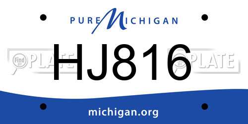 HJ816 Michigan License Plate