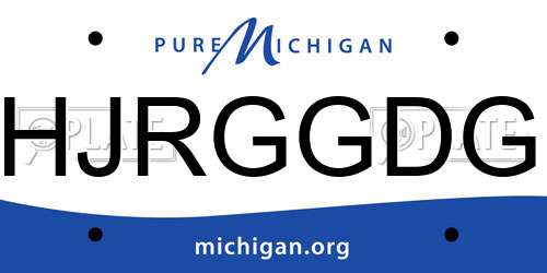 HJRGGDG Michigan License Plate