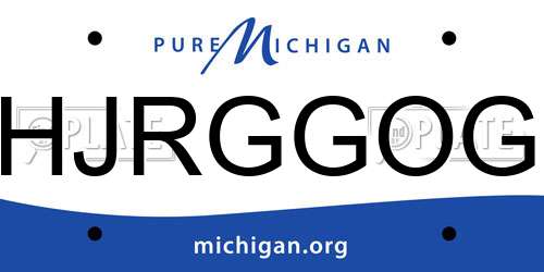 HJRGGOG Michigan License Plate