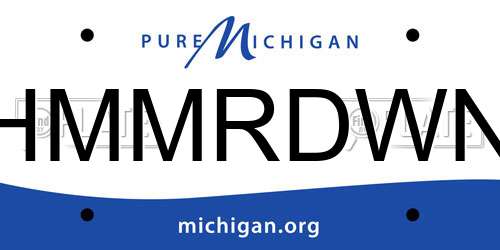 HMMRDWN Michigan License Plate