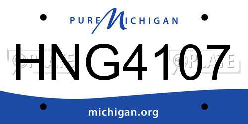 HNG4107 Michigan License Plate