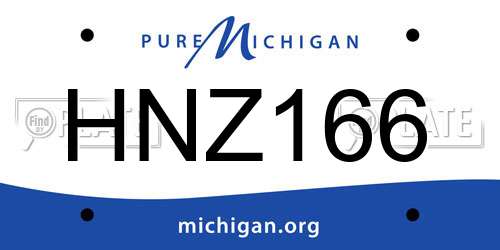 HNZ166 Michigan License Plate