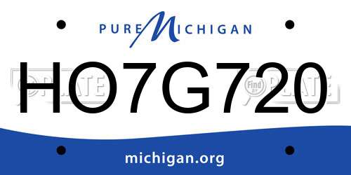HO7G720 Michigan License Plate
