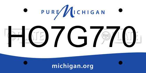 HO7G770 Michigan License Plate