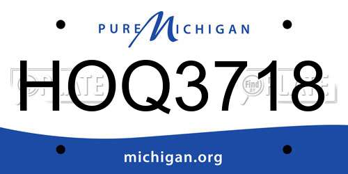 HOQ3718 Michigan License Plate