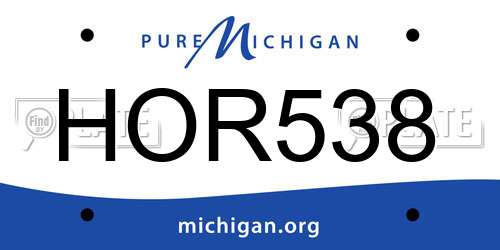 HOR538 Michigan License Plate