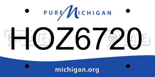 HOZ6720 Michigan License Plate