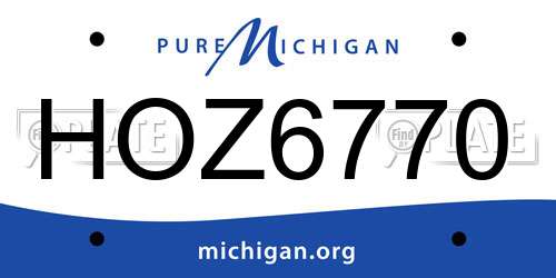 HOZ6770 Michigan License Plate
