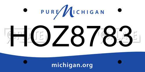 HOZ8783 Michigan License Plate