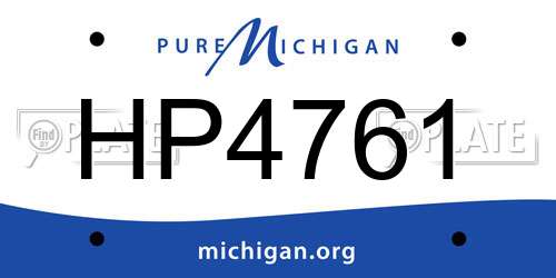 HP4761 Michigan License Plate