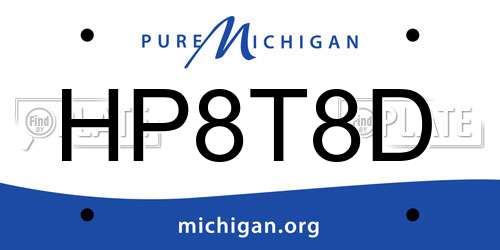 HP8T8D Michigan License Plate