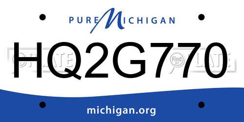 HQ2G770 Michigan License Plate